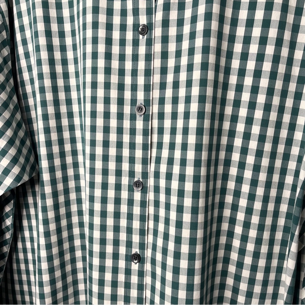 Ladies Lafayette 148 New York green white button up down shirt size Large LG - Picture 3 of 7